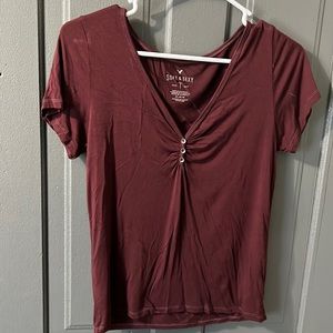 Burgundy American Eagle Soft & Sexy tee